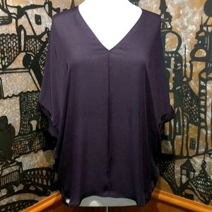 Vince Silk Eggplant Purple Blouse Top